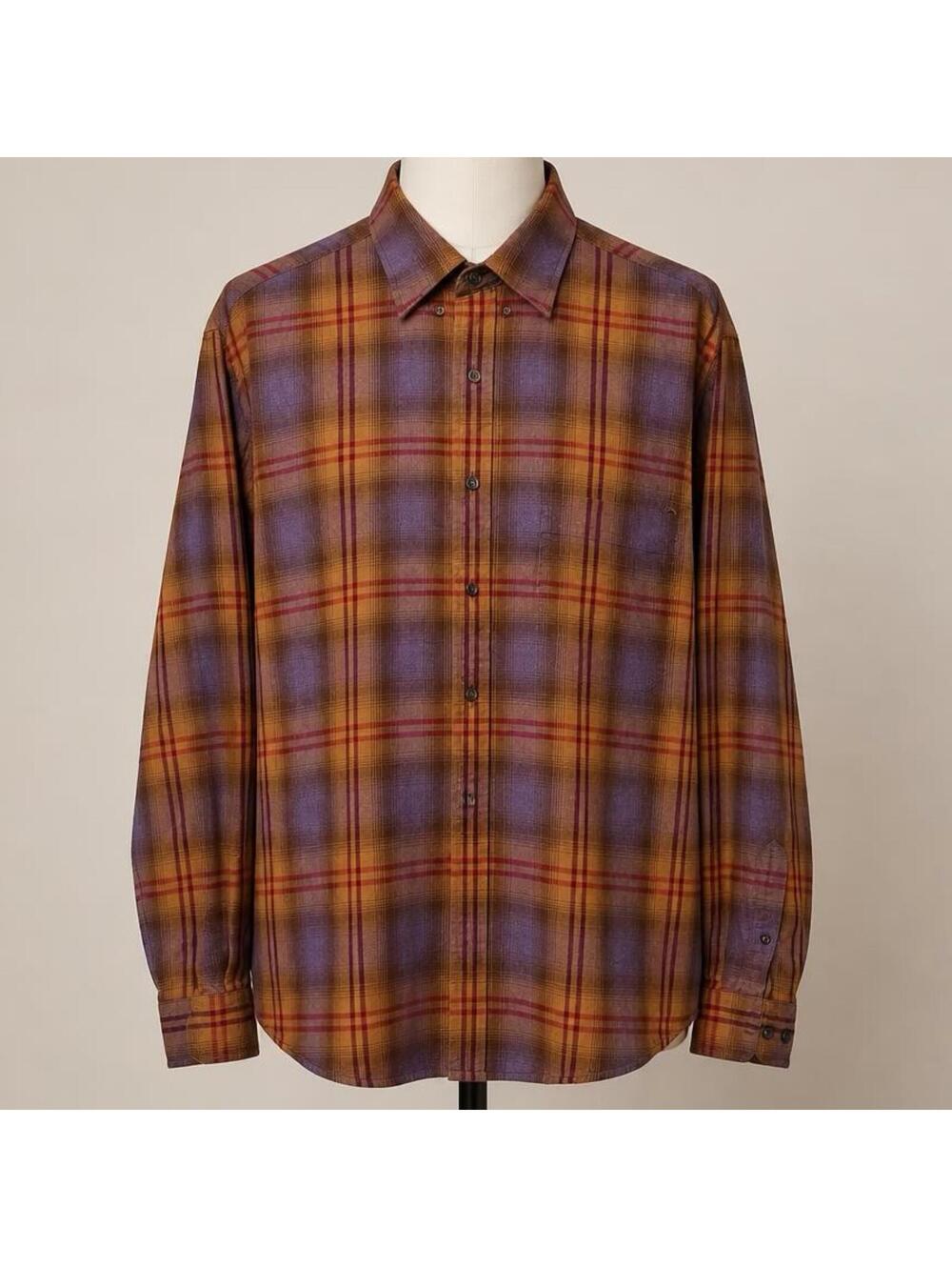 St. John's Bay Size Large Plaid Button-Up Shirt 100% Cotton